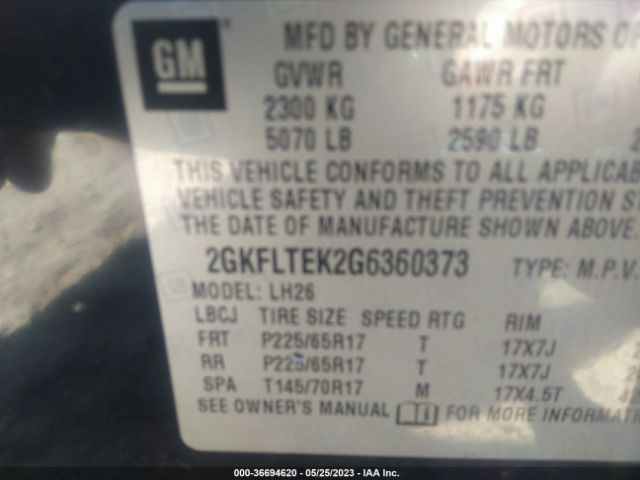 2GKFLTEK2G6360373 GMC Terrain Sle