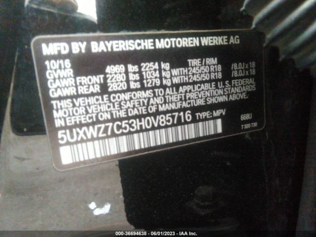 5UXWZ7C53H0V85716 BMW X3 Sdrive28i