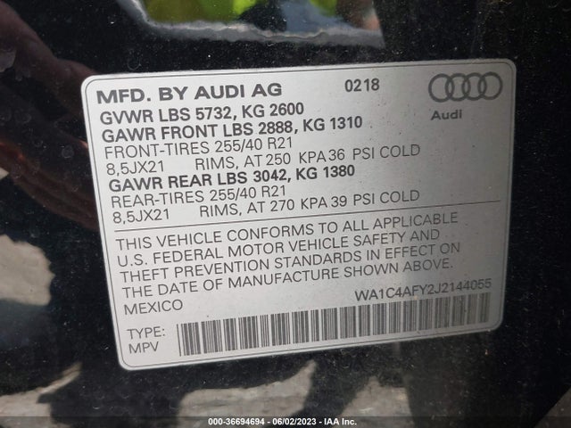 WA1C4AFY2J2144055 Audi Sq5 Prestige