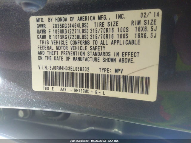 Honda CR-V LX 2014 5J6RM4H33EL058332 Image 9