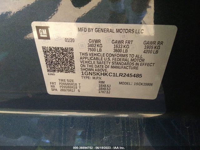 Chevrolet Suburban Lt 2020 1GNSKHKC1LR245485 Image 9