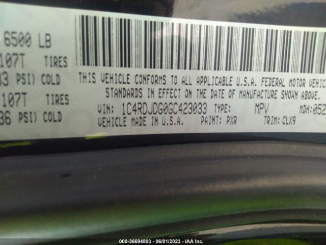 1C4RDJDG0GC423033 Dodge DURANGO LIMITED