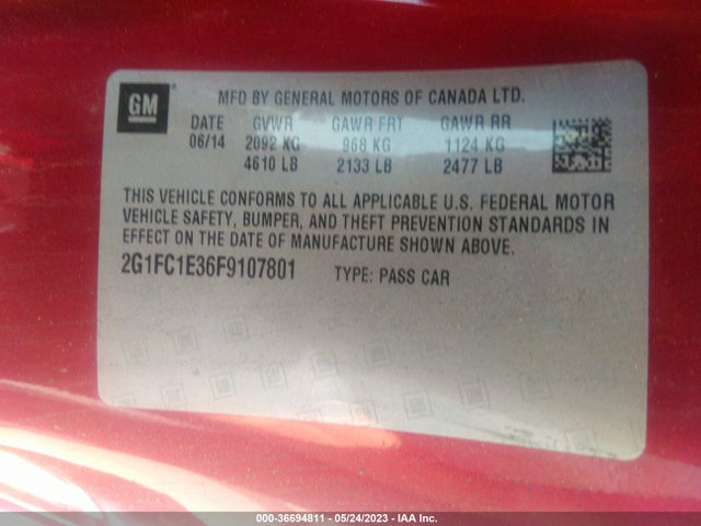 Chevrolet CAMARO LT 2015 2G1FC1E36F9107801 Image 10