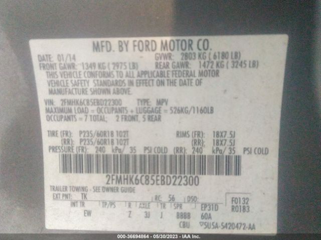 2FMHK6C85EBD22300 Ford FLEX SEL