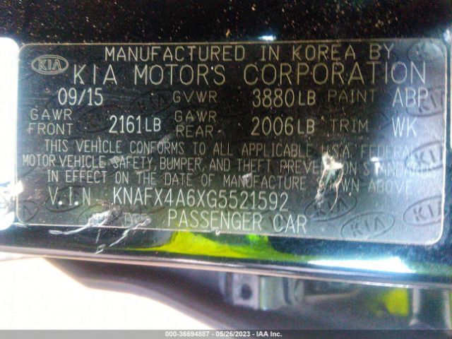 KNAFX4A6XG5521592 KIA FORTE LX