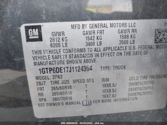 1GTP6DE17J1124364 GMC Canyon 4wd Slt
