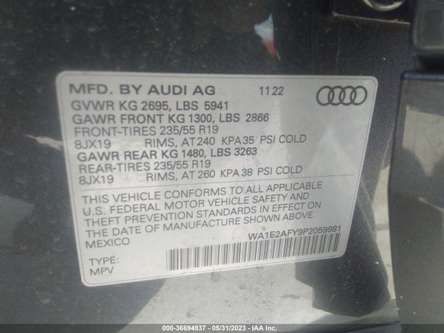 WA1E2AFY9P2059981 Audi Q5 S Line Premium Plus