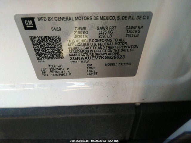 Chevrolet EQUINOX LT 2019 3GNAXUEV7KS639023 Image 9