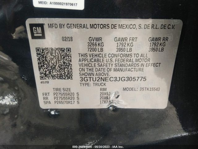 3GTU2NEC3JG305775 GMC Sierra 1500 Slt