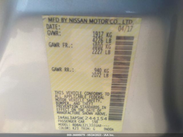1N4AL3AP5HC244154 Nissan Altima 2.5 Sv