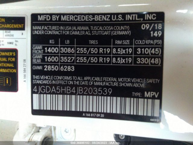 4JGDA5HB4JB203539 Mercedes-Benz GLE 350