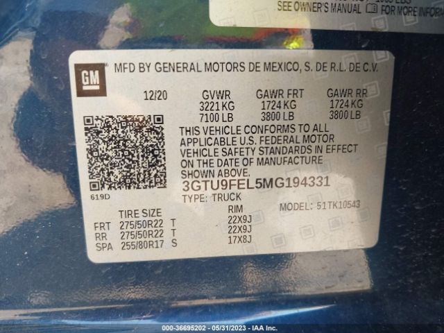 3GTU9FEL5MG194331 GMC Sierra 1500 Denali