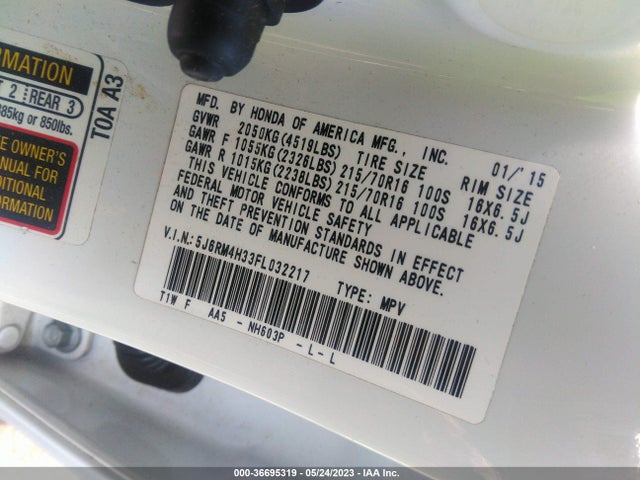 Honda CR-V LX 2015 5J6RM4H33FL032217 Image 9