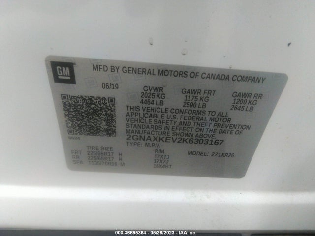 Chevrolet EQUINOX LT 2019 2GNAXKEV2K6303167 Image 10