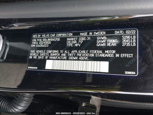 YV4L12DL8N1045700 Volvo Xc60 Inscription
