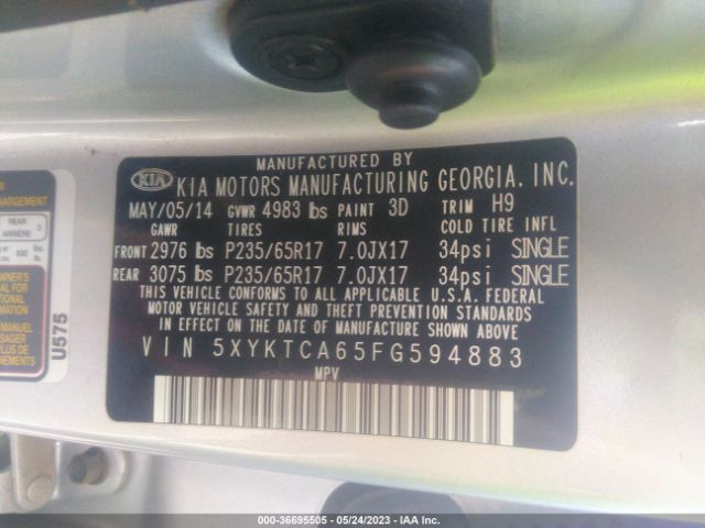 5XYKTCA65FG594883 KIA SORENTO LX