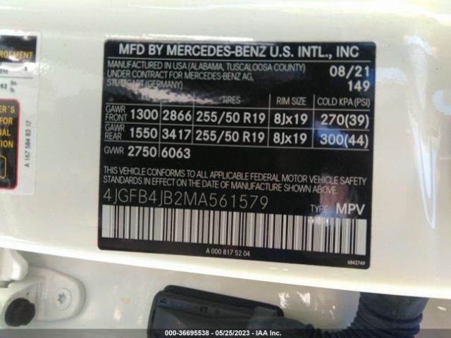 4JGFB4JB2MA561579 Mercedes-Benz Gle Gle 350