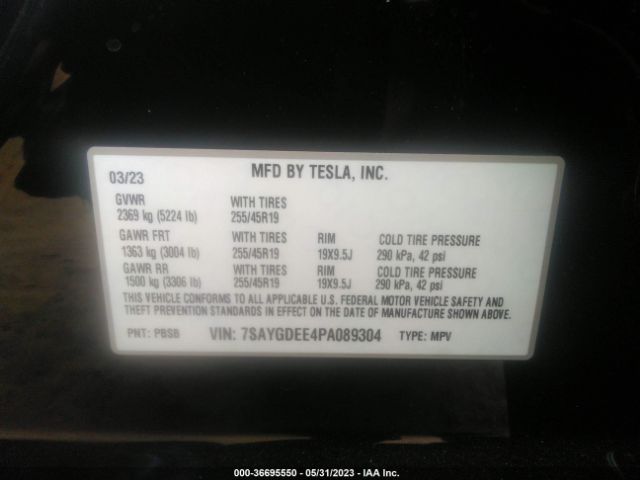 7SAYGDEE4PA089304 Tesla Model Y Long Range