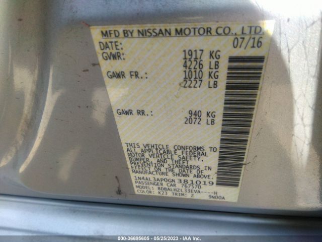 1N4AL3AP0GN381019 Nissan Altima 2.5 Sr