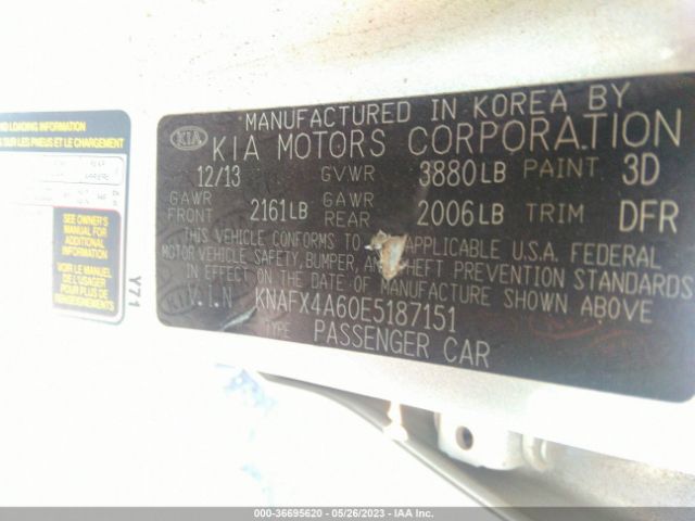 KNAFX4A60E5187151 KIA FORTE LX