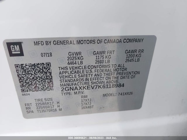 Chevrolet EQUINOX LT 2019 2GNAXKEV7K6118984 Image 9