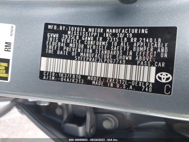 Toyota COROLLA LE 2020 5YFEPRAE3LP067749 Image 10