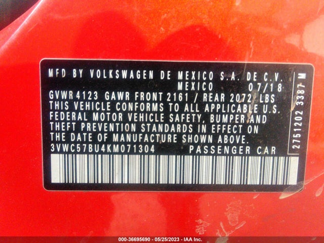 3VWC57BU4KM071304 Volkswagen Jetta S/se/r-line