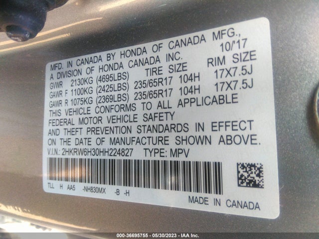 Honda CR-V LX 2017 2HKRW6H30HH224827 Image 9