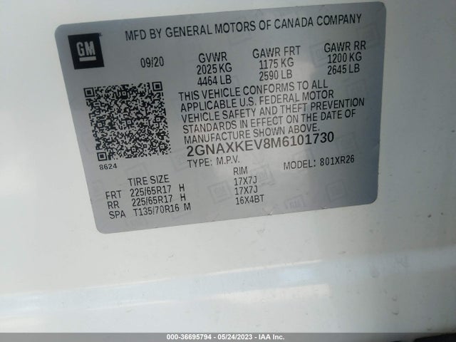 Chevrolet EQUINOX LT 2021 2GNAXKEV8M6101730 Image 9