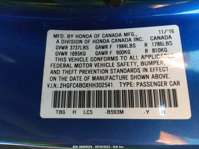 Honda Civic Coupe Lx-p 2017 2HGFC4B0XHH302541 Image 11