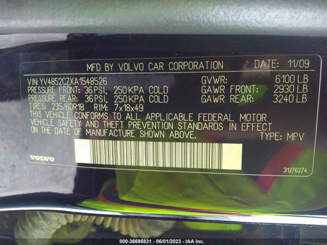 2010 VOLVO XC90 V8 VIN: YV4852CZXA1548526