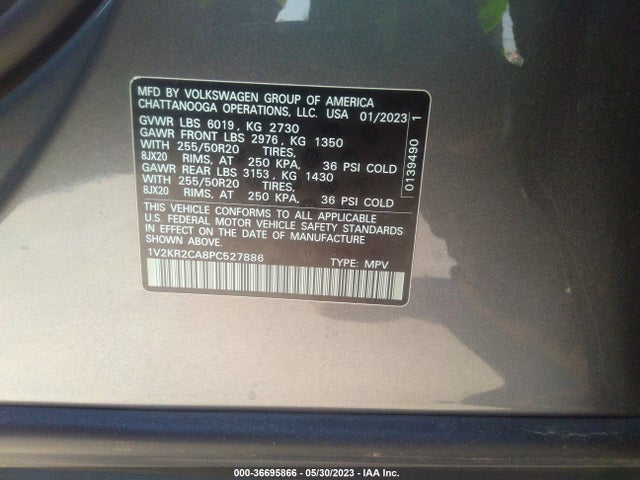 1V2KR2CA8PC527886 Volkswagen Atlas 3.6l V6 Se W/technology