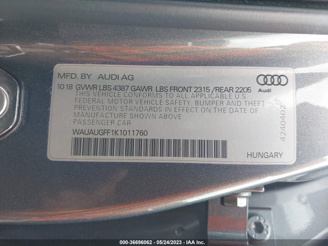 WAUAUGFF1K1011760 Audi A3 Sedan Premium/titanium Premium
