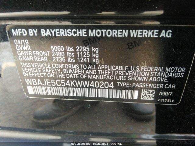 WBAJE5C54KWW40204 BMW 5 Series 540i