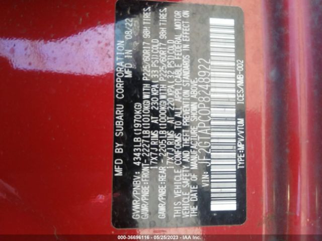 JF2GTAPC0P8248922 Subaru Crosstrek Premium