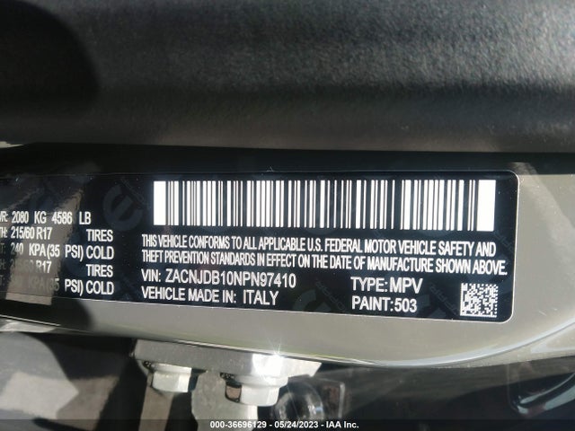 2022 JEEP RENEGADE LATITUDE VIN: ZACNJDB10NPN97410
