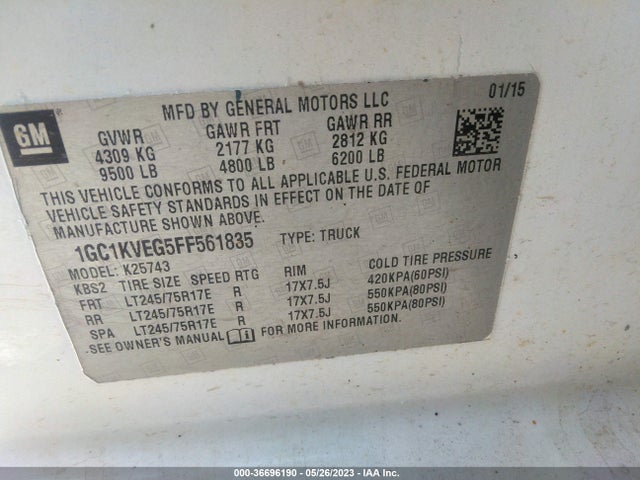 Chevrolet Silverado 2500hd Lt 2015 1GC1KVEG5FF561835 Image 9
