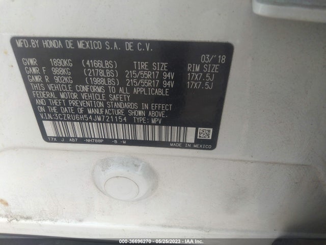 Honda HR-V EX 2018 3CZRU6H54JM721154 Image 9