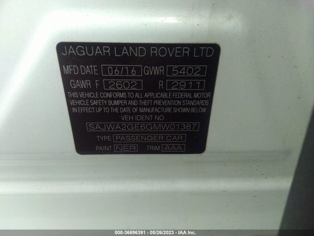 2016 Jaguar XJ, VIN: SAJWA2GE6GMW01387