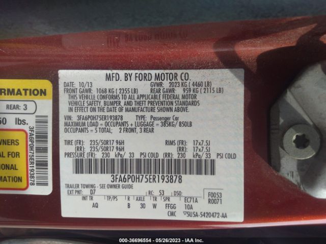 3FA6P0H75ER193878 Ford FUSION SE