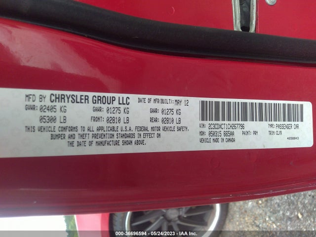2012 DODGE CHARGER RT MAX VIN: 2C3CDXCT1CH267796