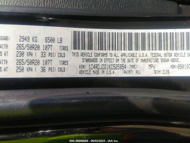 1C4RDJDG1KC525854 Dodge Durango Gt Plus