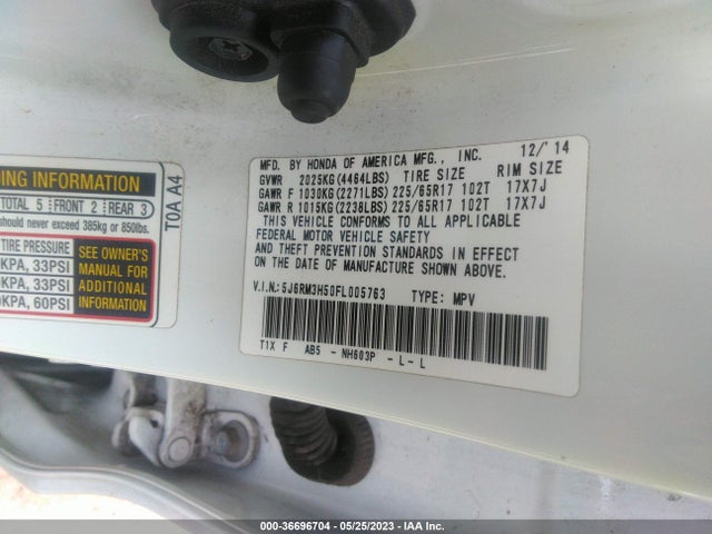 Honda CR-V EX 2015 5J6RM3H50FL005763 Image 9