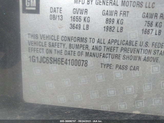 Chevrolet SONIC LT 2014 1G1JC6SH6E4100078 Image 10