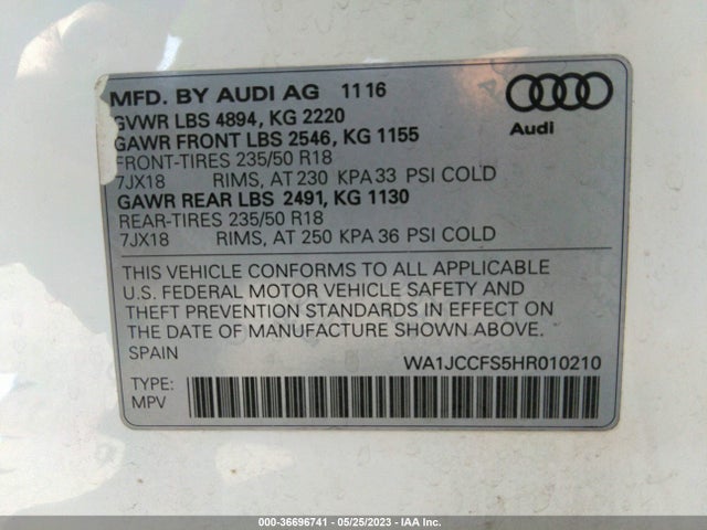 WA1JCCFS5HR010210 Audi Q3 Premium Plus