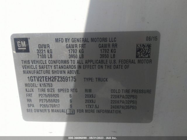 1GTV2TEH2FZ359175 GMC SIERRA 1500