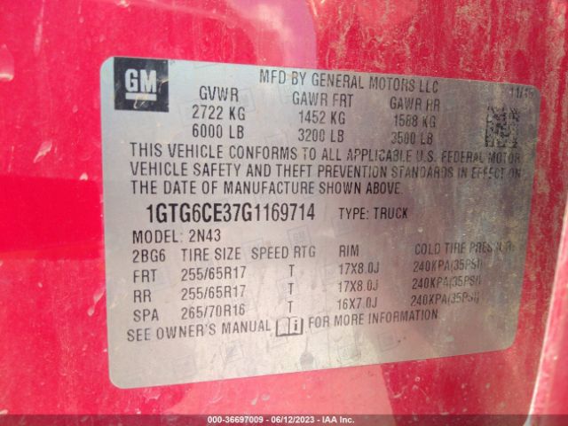 1GTG6CE37G1169714 GMC Canyon 4wd Sle
