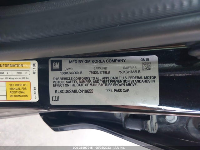 Chevrolet Spark Lt 2020 KL8CD6SA8LC419655 Image 9