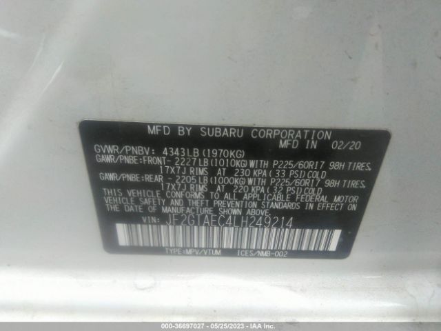 JF2GTAEC4LH249214 Subaru Crosstrek Premium