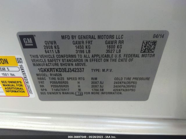 1GKKRTKD3EJ342337 GMC Acadia Denali